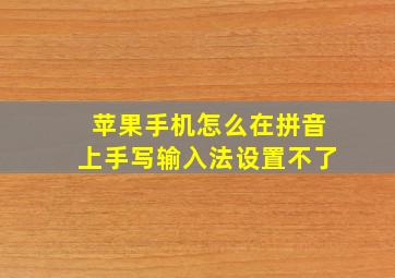 苹果手机怎么在拼音上手写输入法设置不了