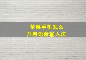 苹果手机怎么开启语音输入法