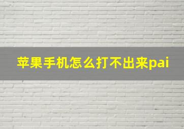 苹果手机怎么打不出来pai