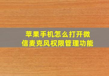 苹果手机怎么打开微信麦克风权限管理功能