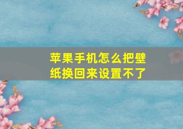 苹果手机怎么把壁纸换回来设置不了