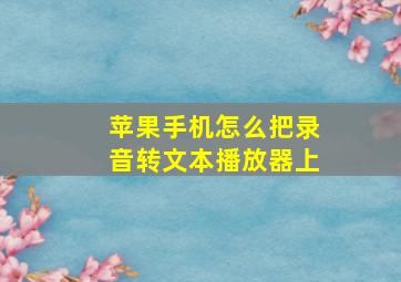 苹果手机怎么把录音转文本播放器上