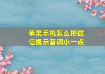 苹果手机怎么把微信提示音调小一点