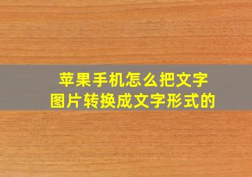 苹果手机怎么把文字图片转换成文字形式的