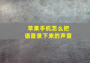 苹果手机怎么把语音录下来的声音