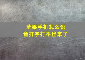 苹果手机怎么语音打字打不出来了