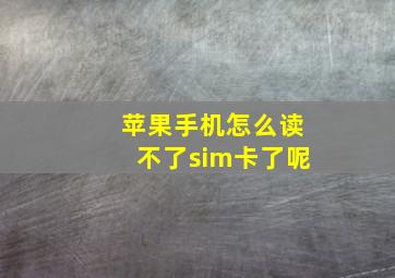 苹果手机怎么读不了sim卡了呢