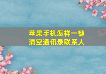 苹果手机怎样一键清空通讯录联系人