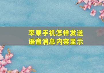 苹果手机怎样发送语音消息内容显示