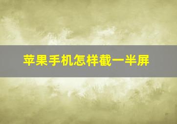 苹果手机怎样截一半屏