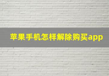 苹果手机怎样解除购买app