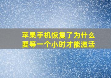 苹果手机恢复了为什么要等一个小时才能激活