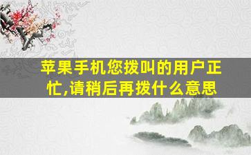 苹果手机您拨叫的用户正忙,请稍后再拨什么意思