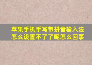 苹果手机手写带拼音输入法怎么设置不了了呢怎么回事