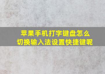 苹果手机打字键盘怎么切换输入法设置快捷键呢