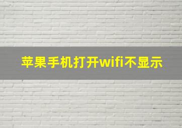 苹果手机打开wifi不显示