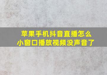 苹果手机抖音直播怎么小窗口播放视频没声音了