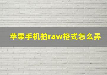 苹果手机拍raw格式怎么弄