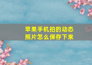 苹果手机拍的动态照片怎么保存下来