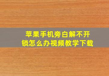 苹果手机旁白解不开锁怎么办视频教学下载