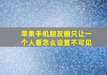 苹果手机朋友圈只让一个人看怎么设置不可见