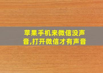 苹果手机来微信没声音,打开微信才有声音