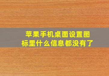 苹果手机桌面设置图标里什么信息都没有了