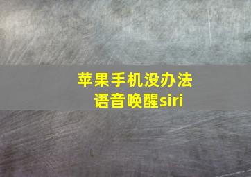 苹果手机没办法语音唤醒siri