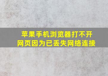 苹果手机浏览器打不开网页因为已丢失网络连接