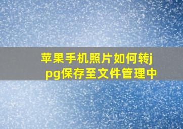 苹果手机照片如何转jpg保存至文件管理中