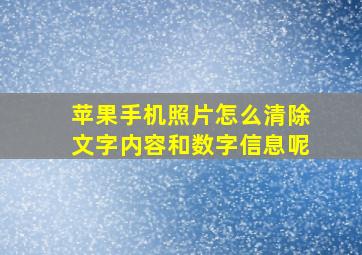 苹果手机照片怎么清除文字内容和数字信息呢