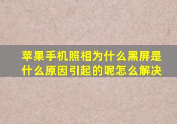 苹果手机照相为什么黑屏是什么原因引起的呢怎么解决