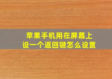 苹果手机用在屏幕上设一个返回键怎么设置