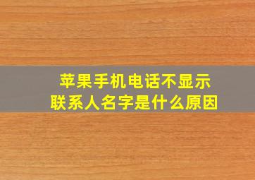 苹果手机电话不显示联系人名字是什么原因