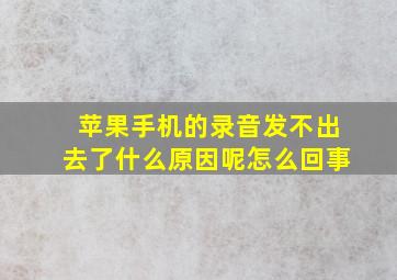 苹果手机的录音发不出去了什么原因呢怎么回事