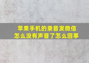 苹果手机的录音发微信怎么没有声音了怎么回事