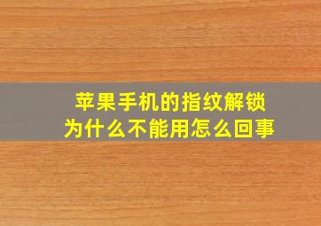 苹果手机的指纹解锁为什么不能用怎么回事