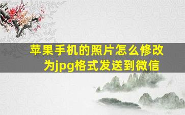 苹果手机的照片怎么修改为jpg格式发送到微信