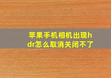 苹果手机相机出现hdr怎么取消关闭不了