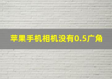 苹果手机相机没有0.5广角