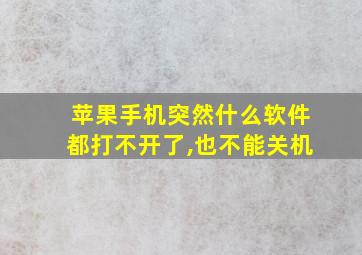 苹果手机突然什么软件都打不开了,也不能关机