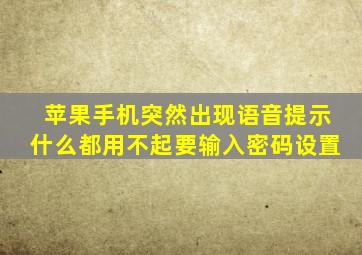 苹果手机突然出现语音提示什么都用不起要输入密码设置