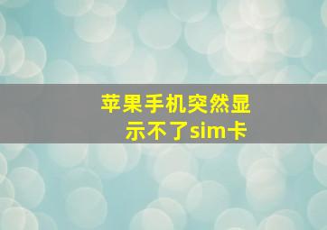 苹果手机突然显示不了sim卡