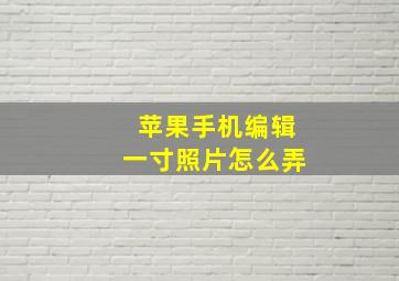 苹果手机编辑一寸照片怎么弄