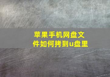 苹果手机网盘文件如何拷到u盘里