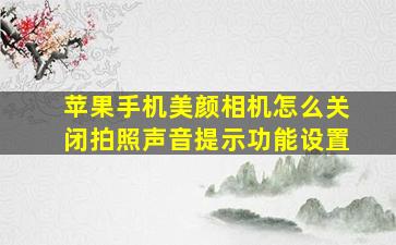 苹果手机美颜相机怎么关闭拍照声音提示功能设置