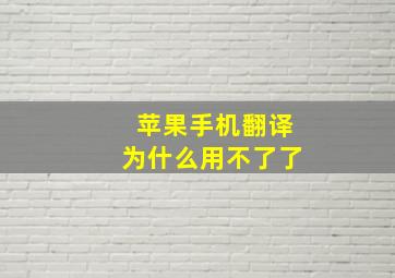 苹果手机翻译为什么用不了了