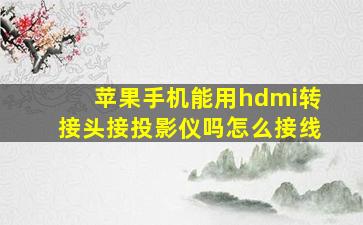 苹果手机能用hdmi转接头接投影仪吗怎么接线