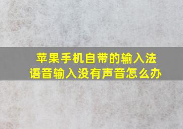 苹果手机自带的输入法语音输入没有声音怎么办