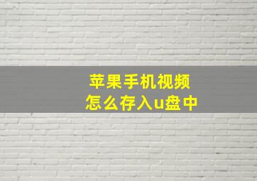 苹果手机视频怎么存入u盘中